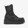 ANFIBI PELLE NERA PLATFORM LOGO METALLICO