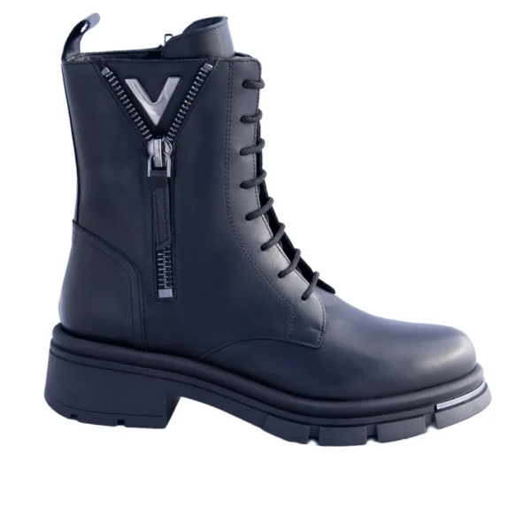 ANFIBI PELLE NERA ZIP DECORATIVA