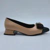 BALLERINE PELLE BICOLOR APPLICAZIONE FIOCCO