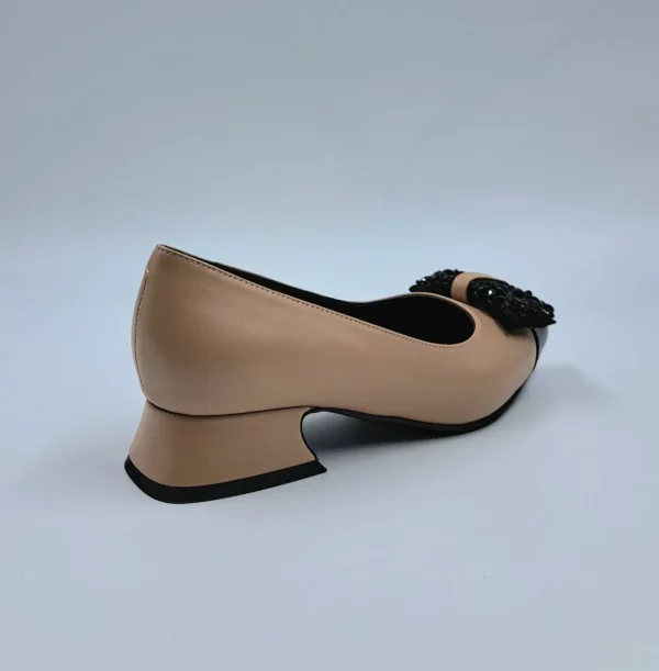 BALLERINE PELLE BICOLOR APPLICAZIONE FIOCCO