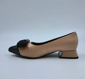 BALLERINE PELLE BICOLOR APPLICAZIONE FIOCCO