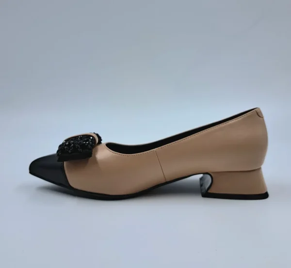 BALLERINE PELLE BICOLOR APPLICAZIONE FIOCCO