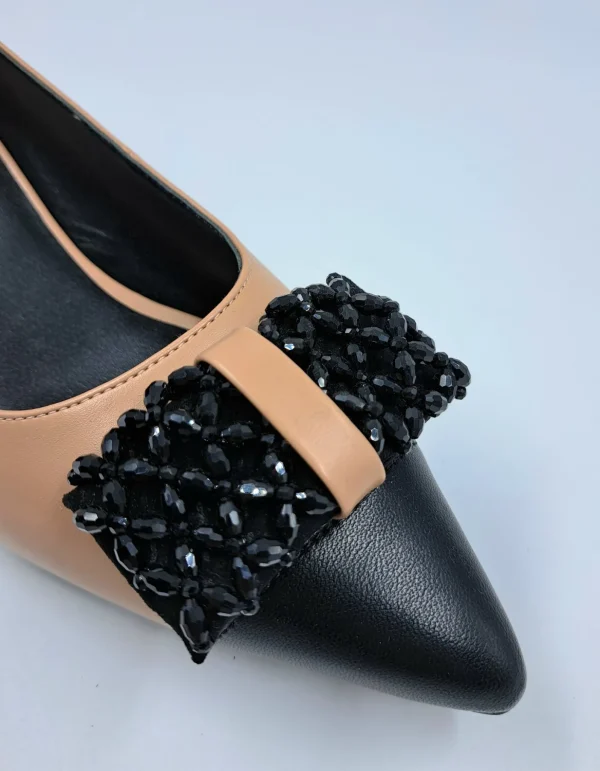 BALLERINE PELLE BICOLOR APPLICAZIONE FIOCCO