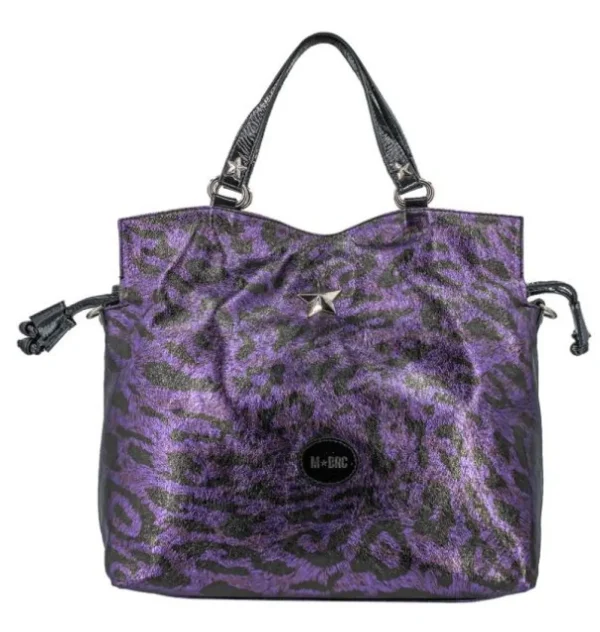 BORSE SHOPPING LEO IN PELLE VIOLA