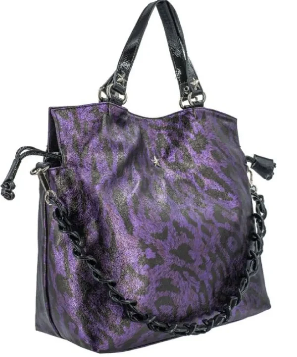BORSE SHOPPING LEO IN PELLE VIOLA