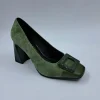 DECOLLETE' IN PELLE E CAMOSCIO VERDE