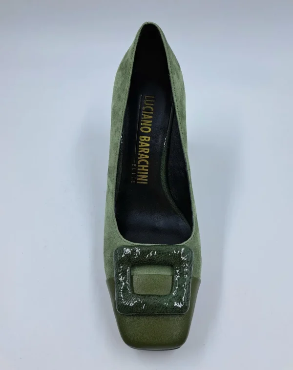 DECOLLETE' IN PELLE E CAMOSCIO VERDE