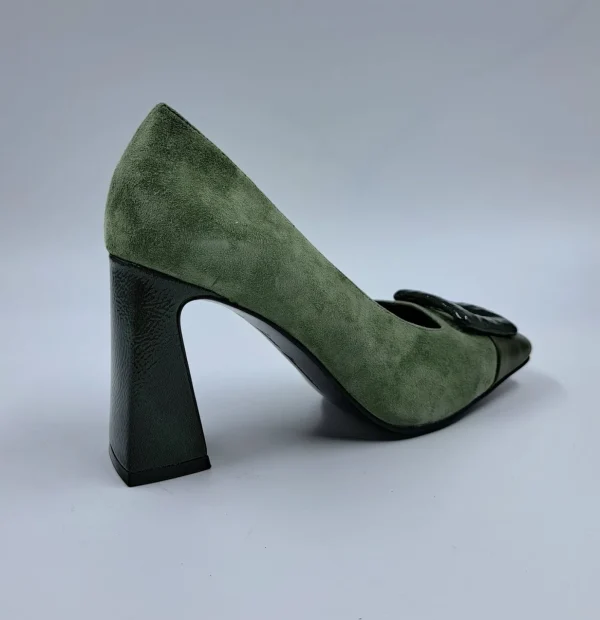 DECOLLETE' IN PELLE E CAMOSCIO VERDE