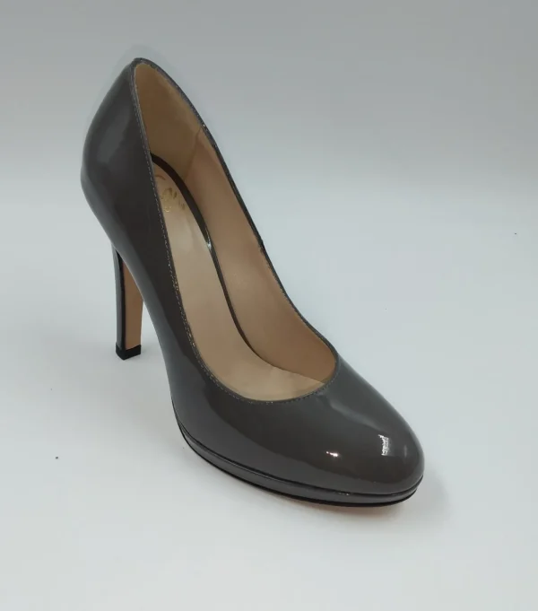 DECOLLETE PELLE VERNICE GRIGIO