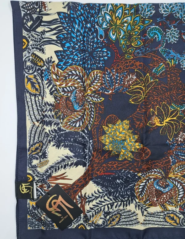 FOULARD SETA FANTASIA BASE BLU