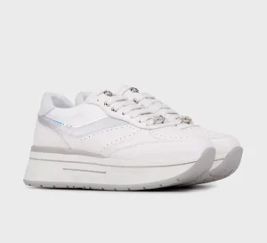 JANET&JANET SNEAKERS BIANCO DETTAGLI ARGENTO