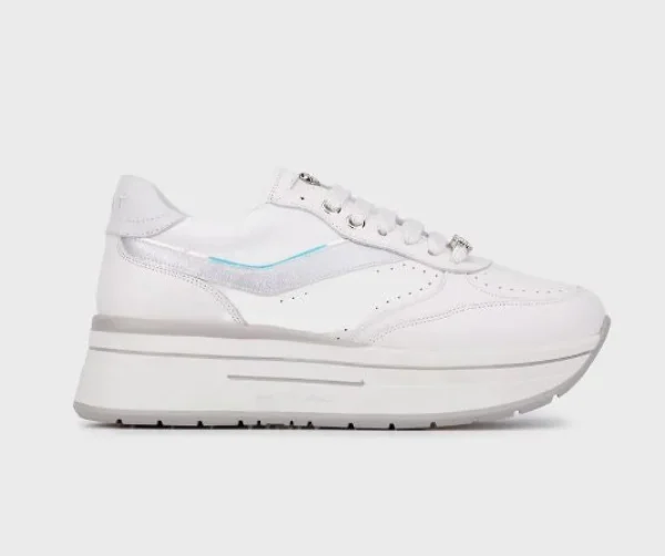JANET&JANET SNEAKERS BIANCO DETTAGLI ARGENTO
