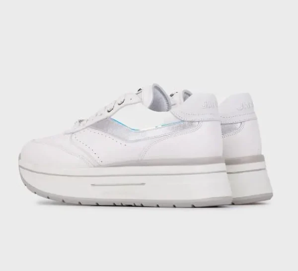 JANET&JANET SNEAKERS BIANCO DETTAGLI ARGENTO