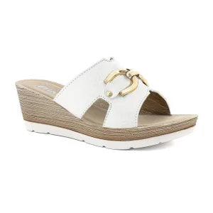 PANTOFOLE BIANCA CON FIBBIA ORO
