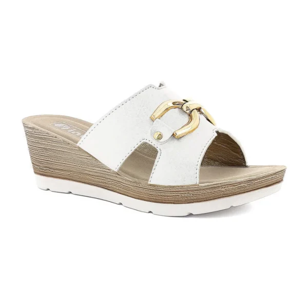 PANTOFOLE BIANCA CON FIBBIA ORO