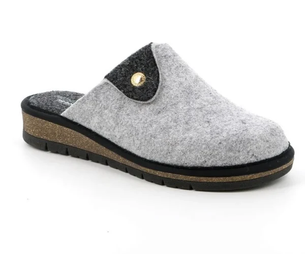 PANTOFOLE DOLA IN FELTRO DI VERA LANA GRIGIO