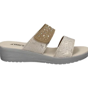 PANTOFOLE DOPPIA STRISCIA STRASS BEIGE