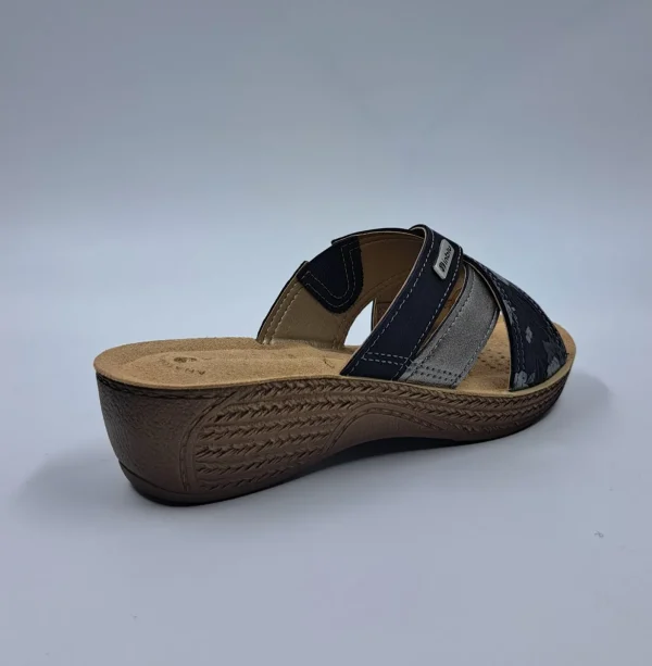 PANTOFOLE INBLU FASCE INCROCIATE FLOREAL GRIGIO SCURO