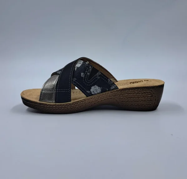 PANTOFOLE INBLU FASCE INCROCIATE FLOREAL GRIGIO SCURO
