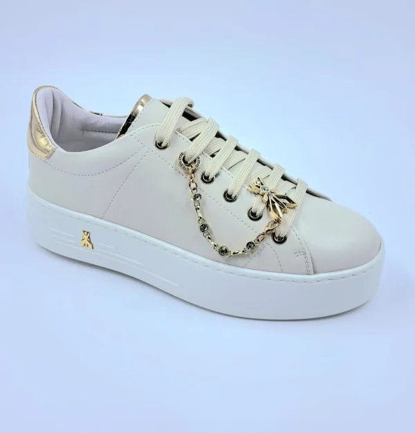 PATRIZIA PEPE SNEAKERS PELLE PANNA CHARMS CATENA GOLD