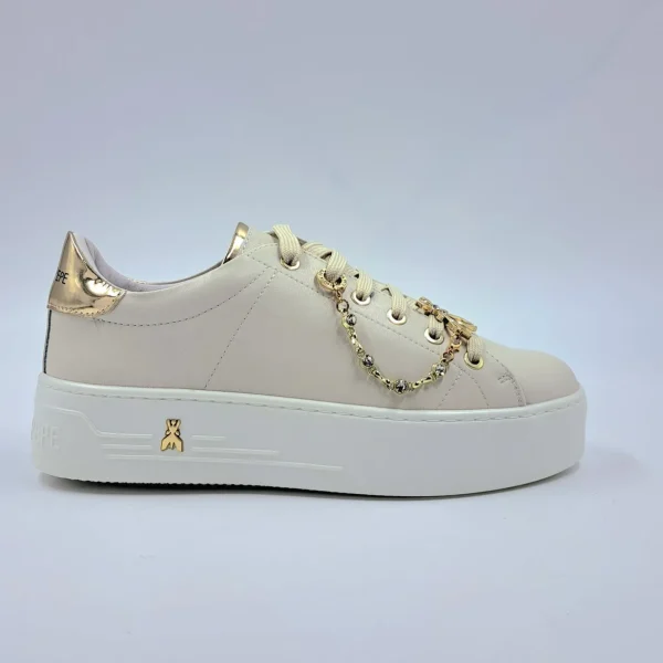 PATRIZIA PEPE SNEAKERS PELLE PANNA CHARMS CATENA GOLD