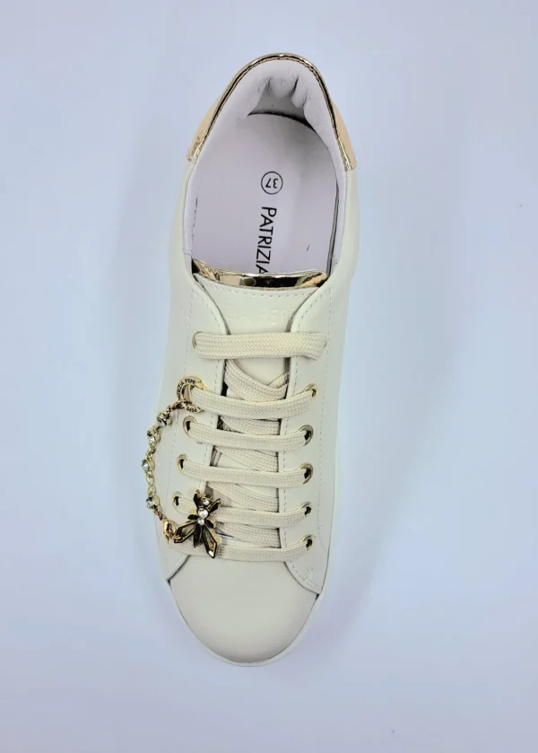 PATRIZIA PEPE SNEAKERS PELLE PANNA CHARMS CATENA GOLD