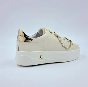 PATRIZIA PEPE SNEAKERS PELLE PANNA CHARMS CATENA GOLD