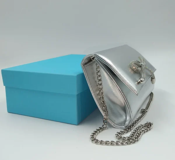 POCHETTE ARGENTO CON FIOCCO STRASS