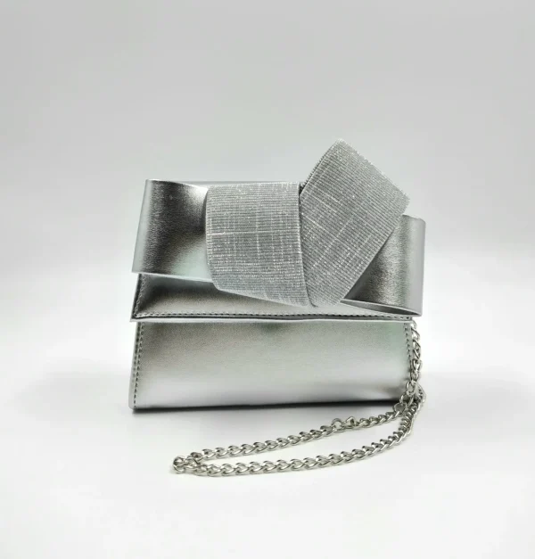 POCHETTE ARGENTO DETTAGLIO FIOCCO