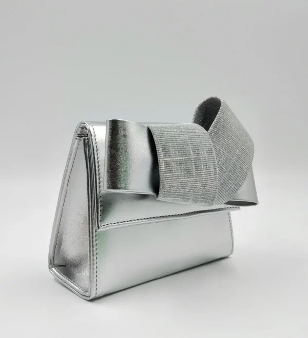 POCHETTE ARGENTO DETTAGLIO FIOCCO