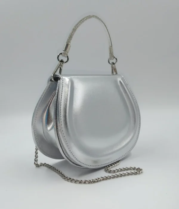 POCHETTE ARGENTO MANICO STRASS