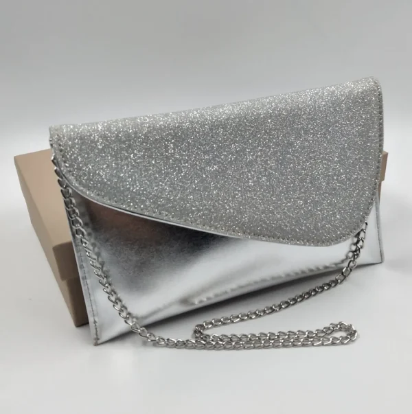 POCHETTE ARGENTO TESSUTO GLITTER