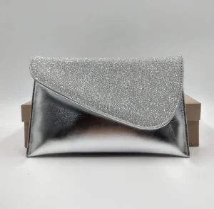 POCHETTE ARGENTO TESSUTO GLITTER