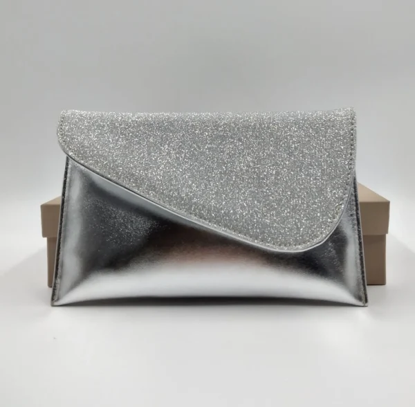 POCHETTE ARGENTO TESSUTO GLITTER