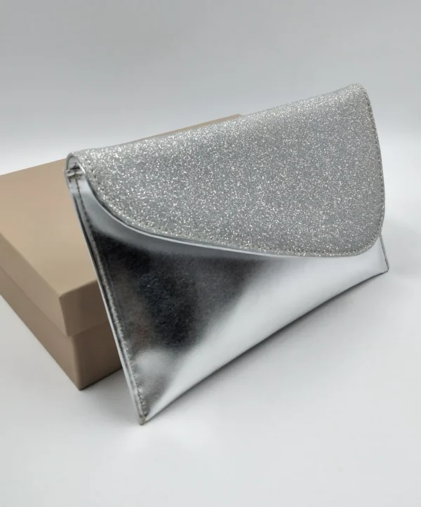 POCHETTE ARGENTO TESSUTO GLITTER