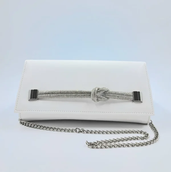 POCHETTE BIANCA CON DETTAGLI STRASS