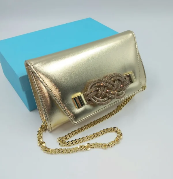 POCHETTE PLATINO APPLICAZIONE STRASS NODO