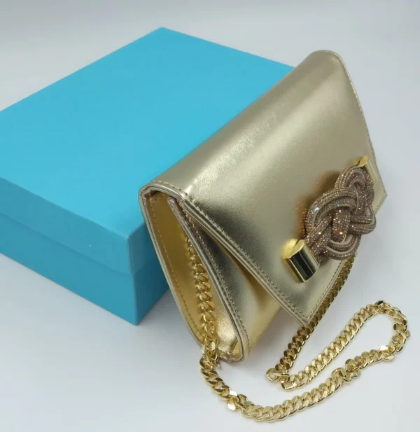 POCHETTE PLATINO APPLICAZIONE STRASS NODO