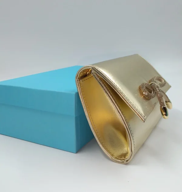 POCHETTE PLATINO CON FIOCCO STRASS