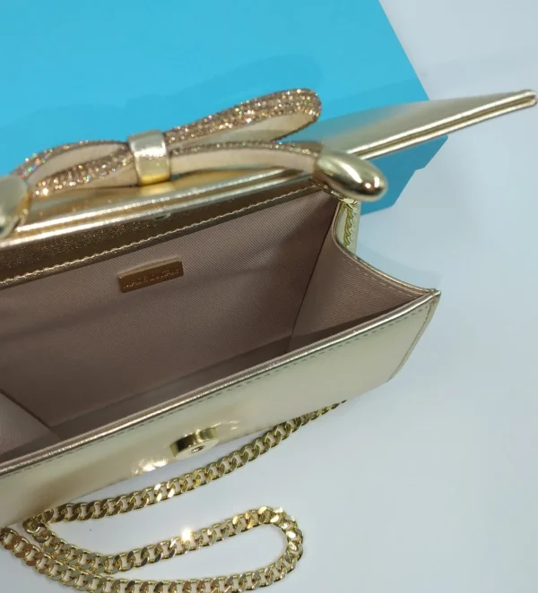 POCHETTE PLATINO CON FIOCCO STRASS