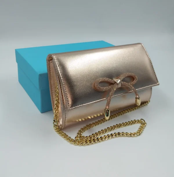 POCHETTE RAME CON FIOCCO STRASS