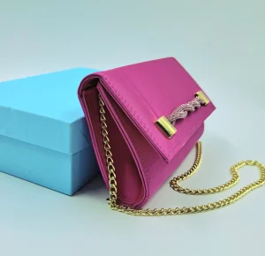 POCHETTE RASO FUXIA APPLICAZIONE STRASS