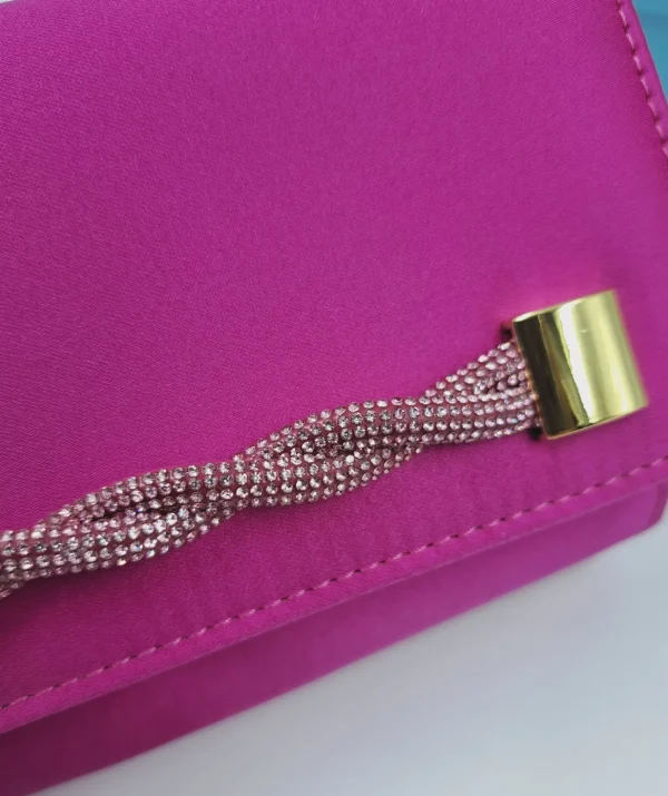 POCHETTE RASO FUXIA APPLICAZIONE STRASS