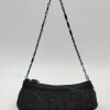 POCHETTE RASO NERO DECORAZIONE PERLINE