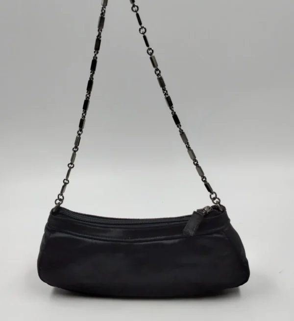 POCHETTE RASO NERO DECORAZIONE PERLINE