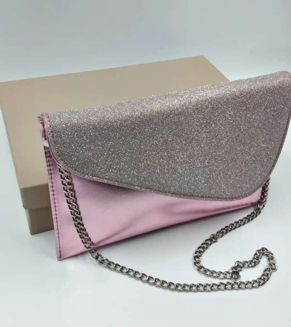 POCHETTE ROSA TESSUTO GLITTER