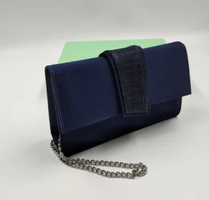 POCHETTE TESSUTO BLU DETTAGLIO LUX