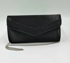 POCHETTE TESSUTO NERO DETTAGLIO LUX