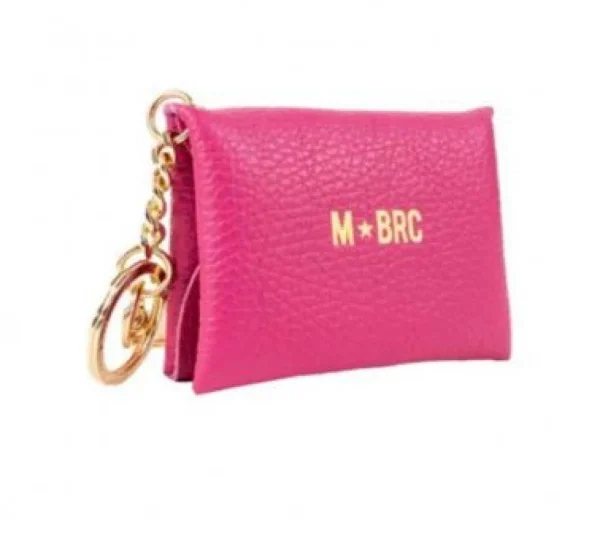 PORTACHIAVI CON PORTA MONETE PELLE FUXIA