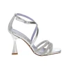 SANDALI ARGENTO DETTAGLI FASCE STRASS INCROCIATE